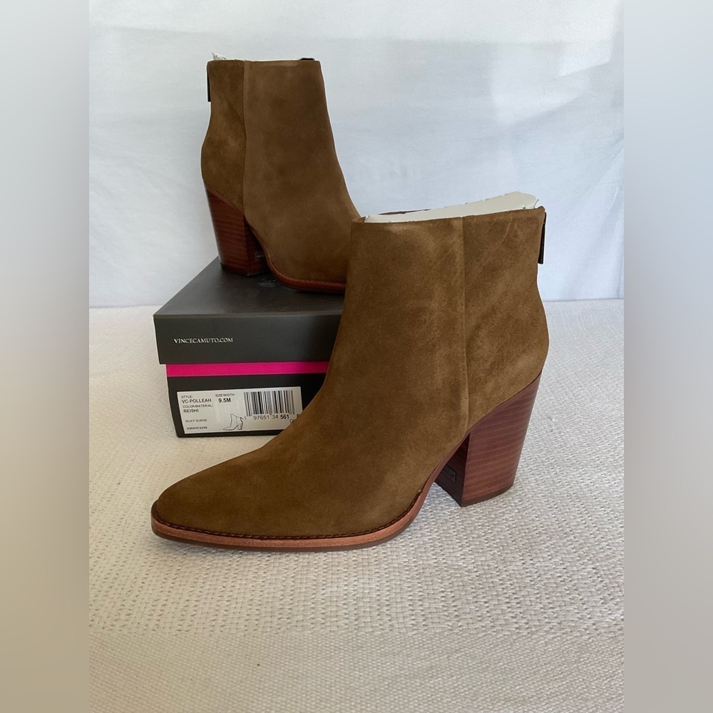 Vince Camuto Brown Ankle Boots with Almond Toe